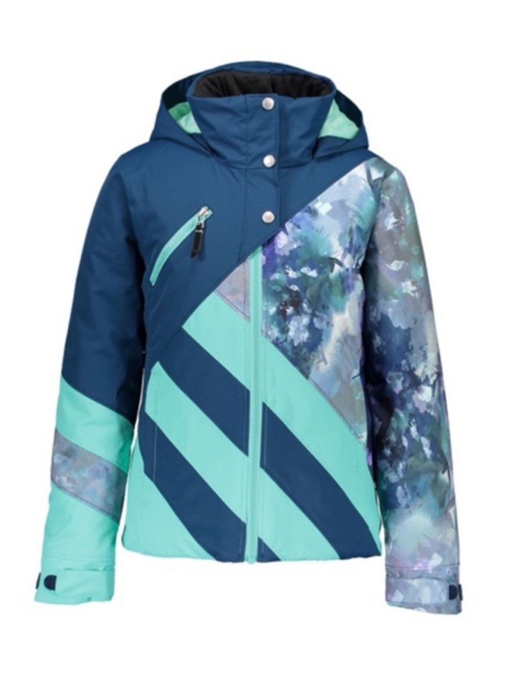 Size S Obermeyer Girls Tabor Ski Snowboard Winter Jacket Blue Aqua Hooded